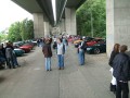 Hier stehen wir auf dem Parkplatz am Drachenfels unter der Autobahn.